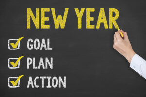 Human Hand Writing Goals 2017 on Chalkboard